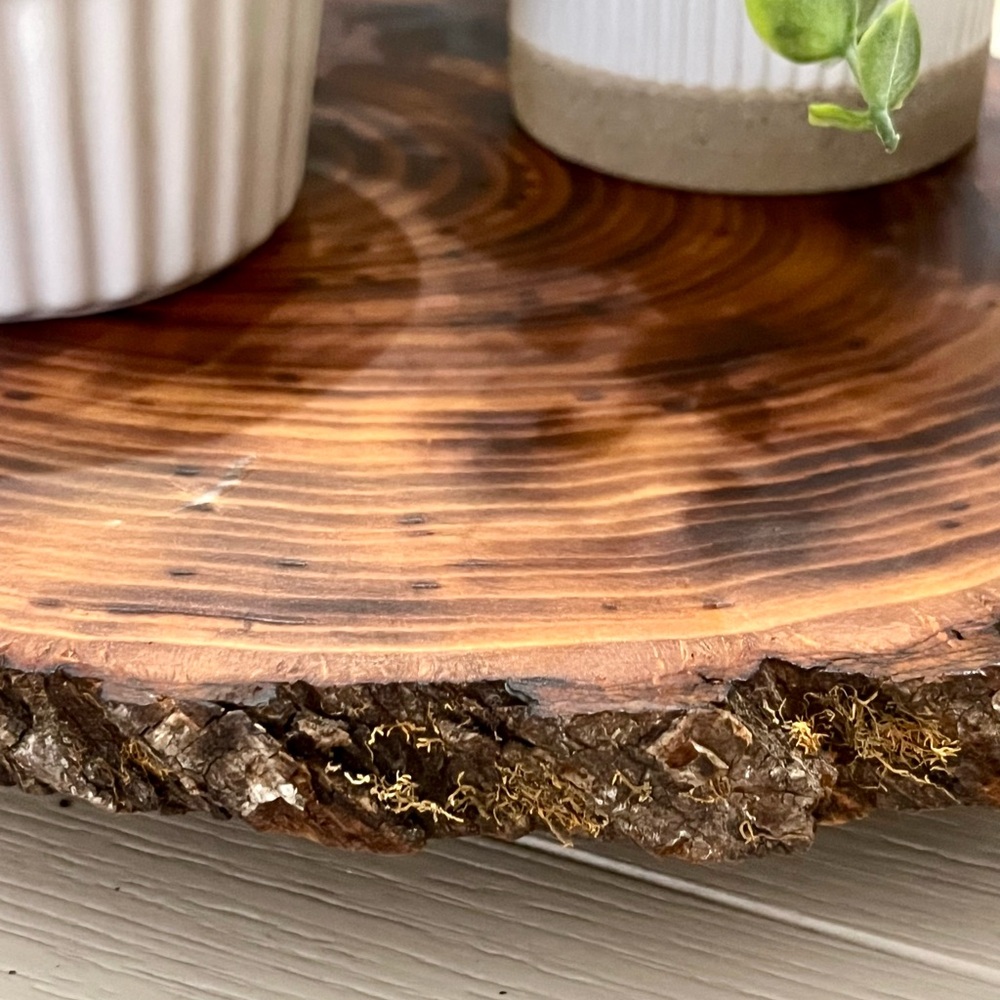 Rustic Live Edge Wood Riser-Plant Stand-Serving Platter Handmade - Picture 5 of 8